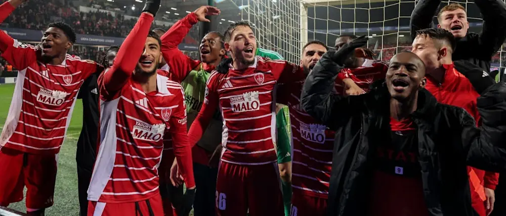 football 2025 champions league stade brest celebration
