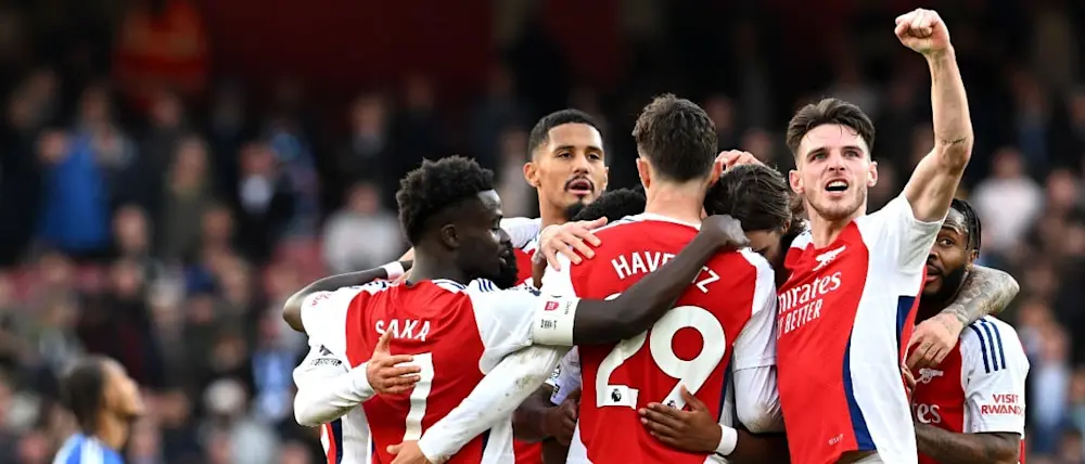 2024 football premier league arsenal rice goal celebration