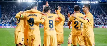 football 2024 laliga barcelona celebration away lewandowski