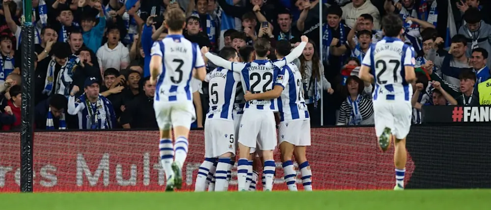 football 2024 spain liga ea sport real sociedad team celebration