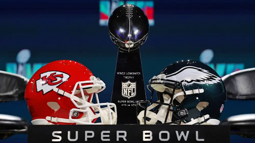 Super Bowl 2023 Chiefs Eagles helmets