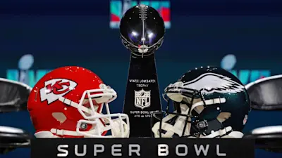 Super Bowl 2023 Chiefs Eagles helmets