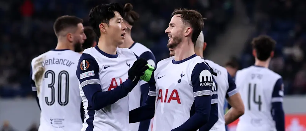 football 2025 europa league tottenham son maddison goal celebration