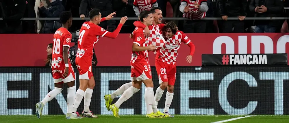 football 2024 spain liga ea sport girona goal celebration team