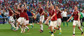 r football hungary celebrating