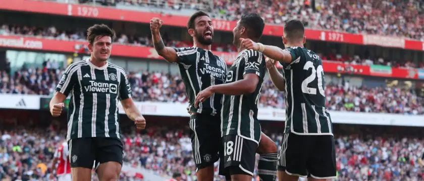 football premier league 2023 manchester united away celebration