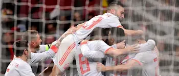 r football spain goal celebrating 2018