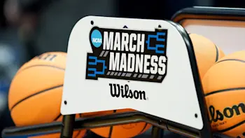 March Madness basketball rack logo