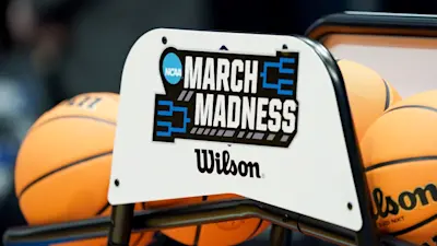 March Madness basketball rack logo