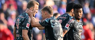 2024 football bundesliga bayern munich away kimmich and kane celebration goal