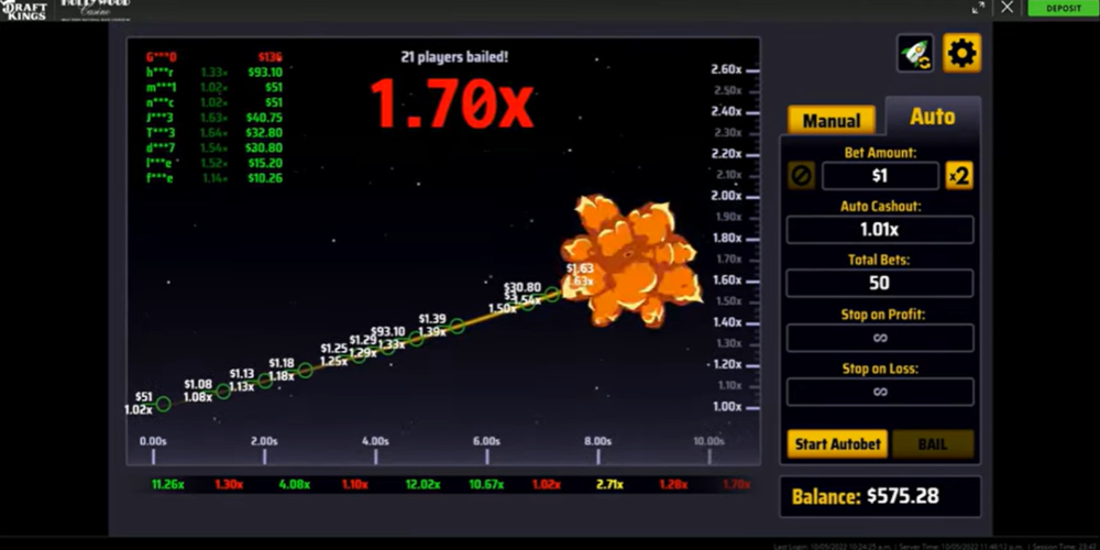 DraftKings Rocket Crash
