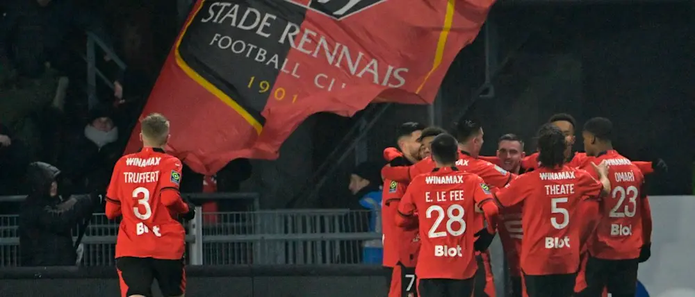 football 2024 ligue1 stade rennais players celebration
