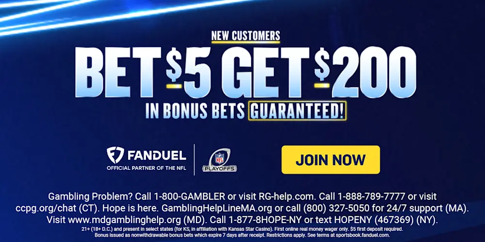 FanDuel Jan 2025 bet $5 get $200 NFL