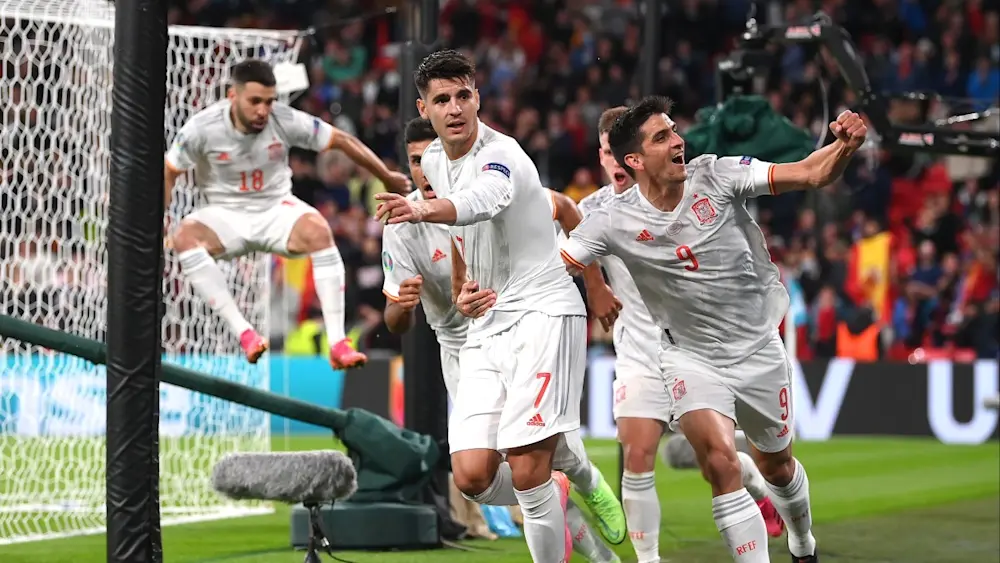 Álvaro Morata Spain goal celebration