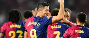 football 2024 laliga barcelona lewandowski celebration goal