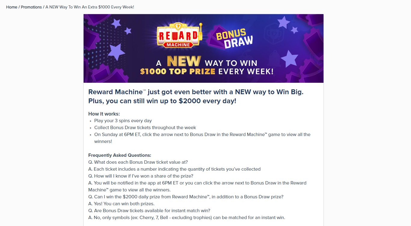 FanDuel Reward Machine Bonus Draw