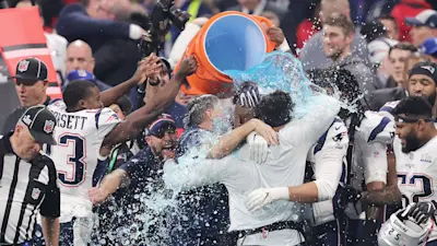 Patriots Gatorade Bath Super Bowl