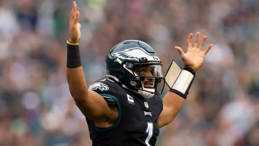 Jalen Hurts Eagles Hands Up
