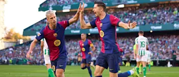 football 2024 spain liga ea sport fc barcelona lewandosky villamarin goal celebration
