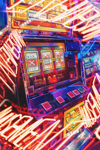 When is the best time to play online slots? A slot machine at night surrounded by neon
