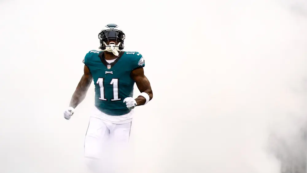 AJ Brown Eagles out of the tunnel