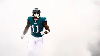 AJ Brown Eagles out of the tunnel