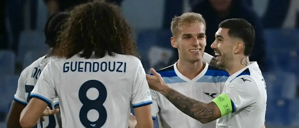 football 2025 europa league lazio team celebration