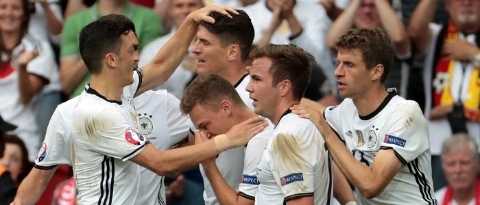 r football germany celebrating oezil goetze mueller