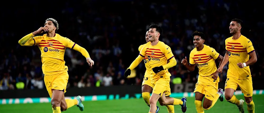 football 2023 laliga barcelona away goal araujo