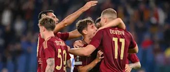 football 2024 europa league as roma goal celebration