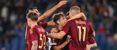 football 2024 europa league as roma goal celebration