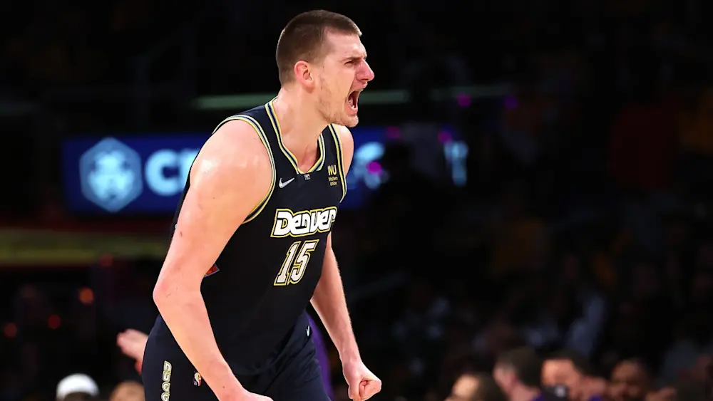 Nikola Jokic of Denver Nuggets pumped up