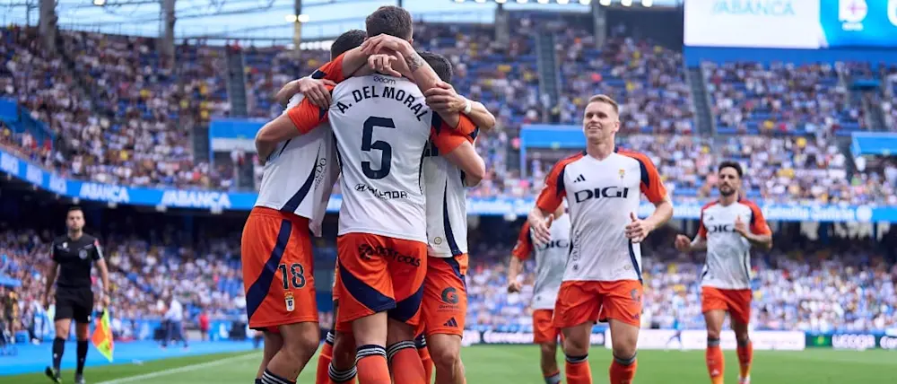 football 2024 liga hypermotion oviedo away celebration goal2