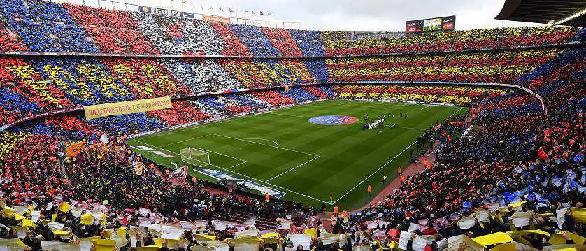 r football barcelona camp nou card stunt