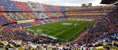 r football barcelona camp nou card stunt
