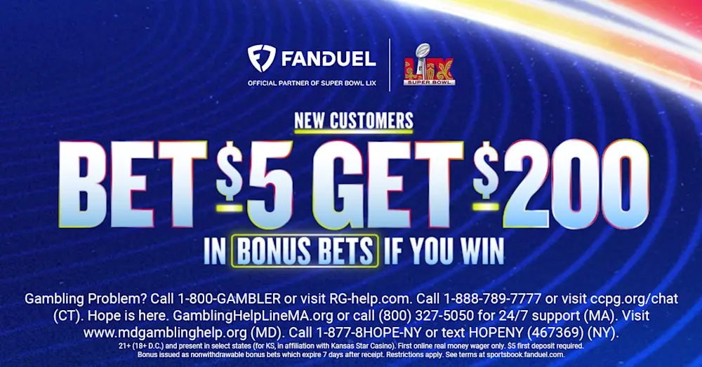 FanDuel SB Bet $5 get $200 Feb 2025
