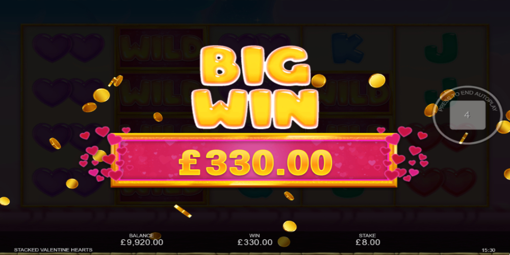 Stacked Valentine Hearts Big Win