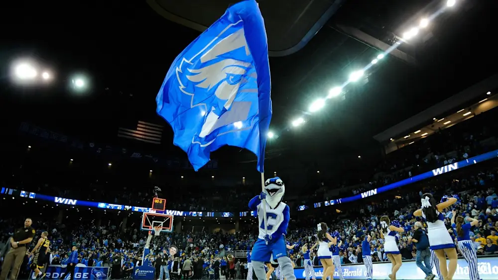 Creighton basketball mascot & flag