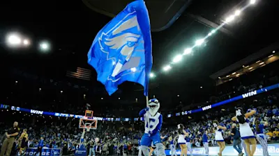 Creighton basketball mascot & flag