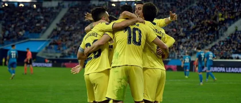 r football villareal players celebrating 2019