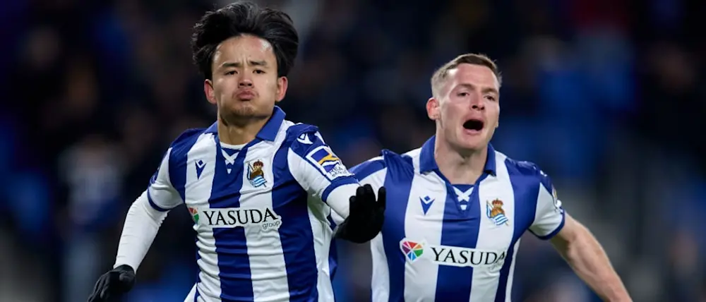 football 2024 spain liga ea sport real sociedad kubo sergio gomez goal celebration