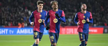football 2025 spain copa del rey barcelona lamal goal celebration