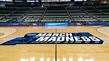 March Madness NCAA college basketball tournament court logo