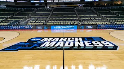 March Madness NCAA college basketball tournament court logo