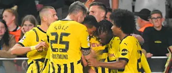 2024 football champions league borussia dortmund celebration goal team