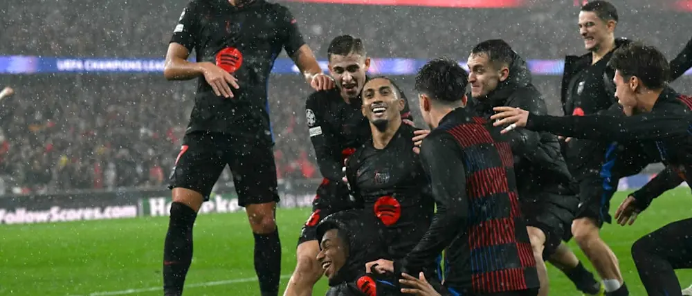 football 2025 champions league barcelona raphinha goal celebration