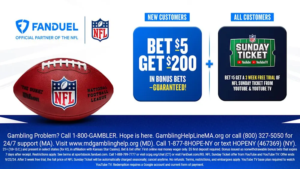 FanDuel Bet $5, Get $200 Plus NFL Sunday Ticket