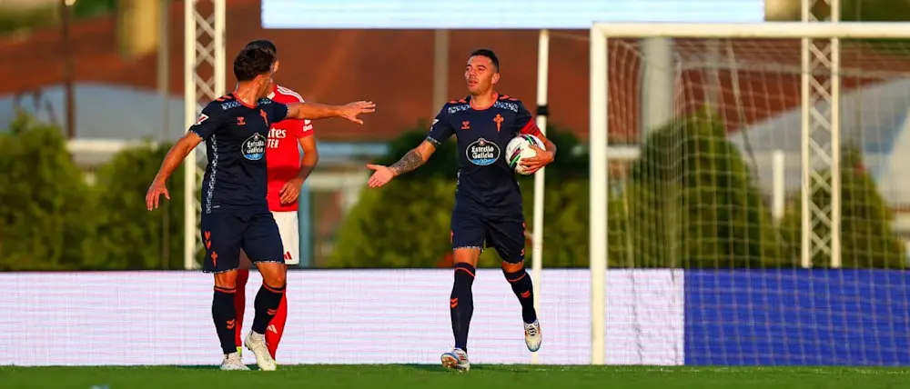 football 2024 laliga celta aspas celebration goal preseason