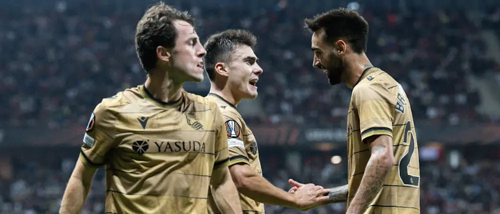 2024 football europa league real sociedad away goal celebration