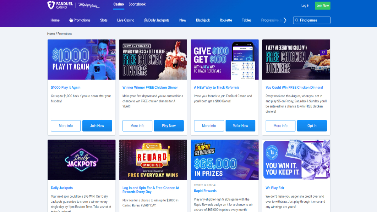 FanDuel Casino Promotions Page